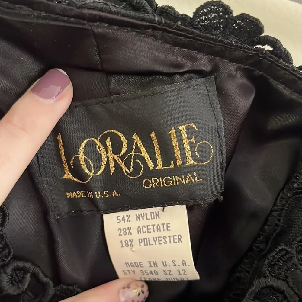 Vintage Loralie Black‎ Event Dress 80s Goth Punk Drop Waist Fairy Prom Halloween